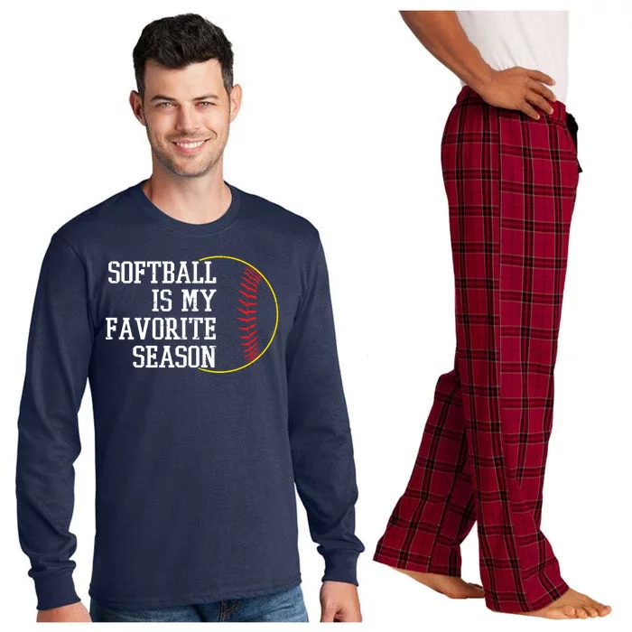 Softball Is My Favorite Season Long Sleeve Pajama Set