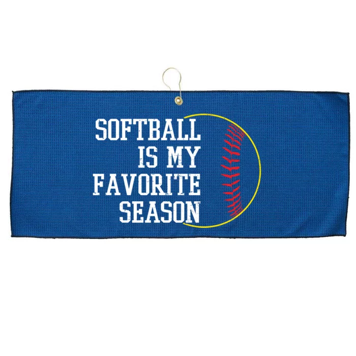 Softball Is My Favorite Season Large Microfiber Waffle Golf Towel