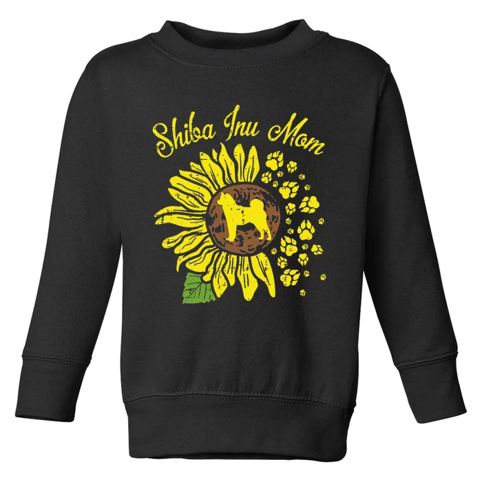 Shiba Inu Mom Sunflower Japanese Akita Dog Lover Toddler Sweatshirt