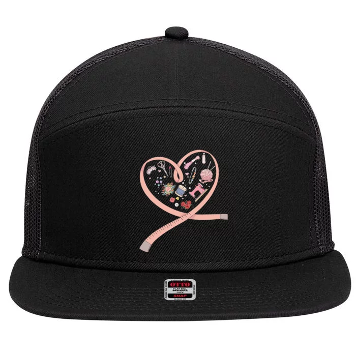 Sewing is My Heart Tee Quilting Loves Sewing Machines 7 Panel Mesh Trucker Snapback Hat