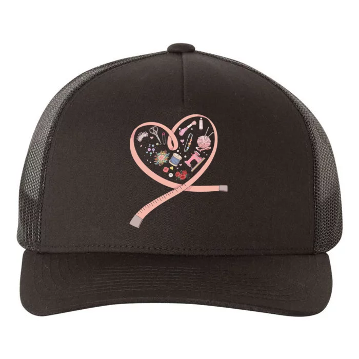 Sewing is My Heart Tee Quilting Loves Sewing Machines Yupoong Adult 5-Panel Trucker Hat