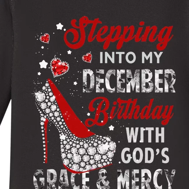 Stepping Into My December Birthday With Gods Grace and Mercy Baby Long Sleeve Bodysuit