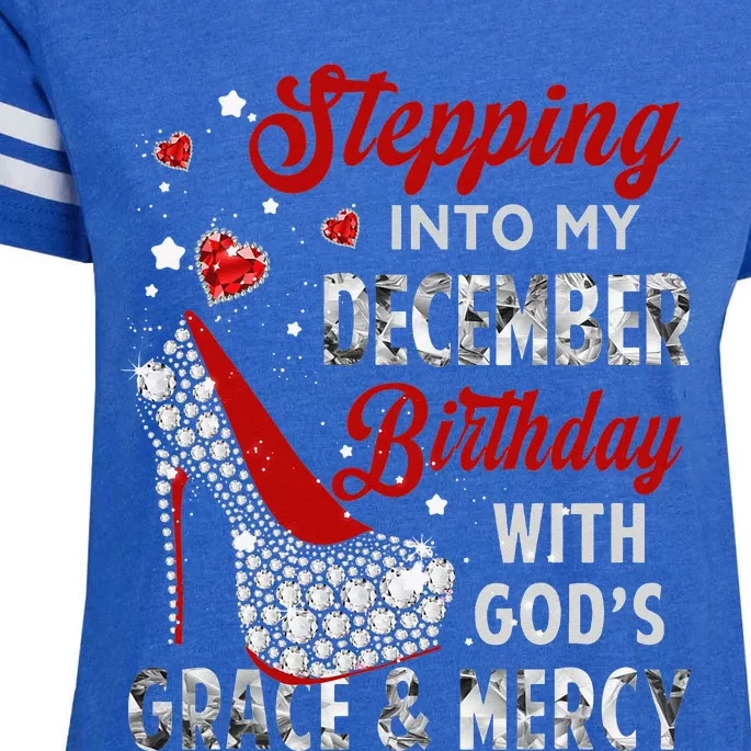 Stepping Into My December Birthday With Gods Grace and Mercy Enza Ladies Jersey Football T-Shirt