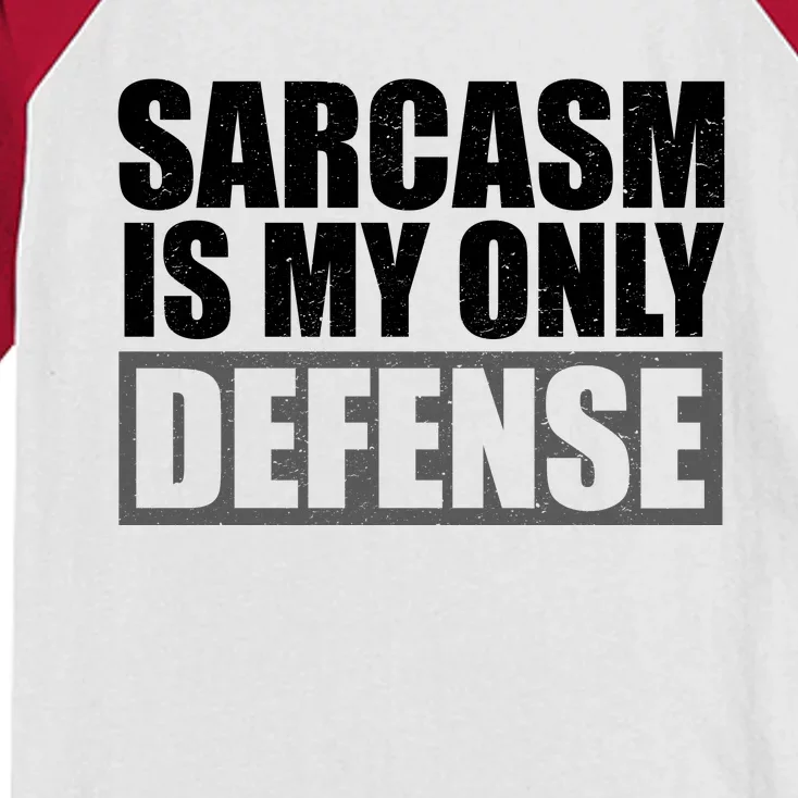 Sarcasm Is My Only Defense Kids Colorblock Raglan Jersey