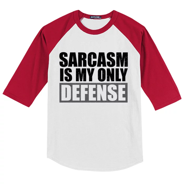 Sarcasm Is My Only Defense Kids Colorblock Raglan Jersey