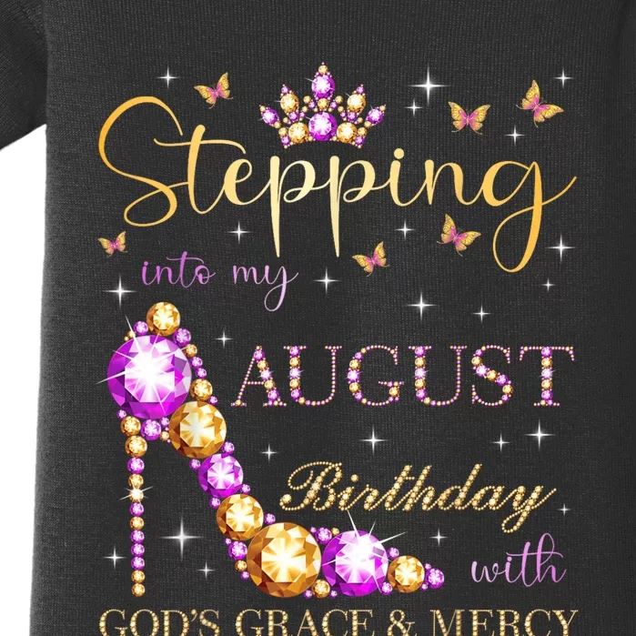 Stepping Into My August Birthday With Gods Grace And Mercy Baby Bodysuit