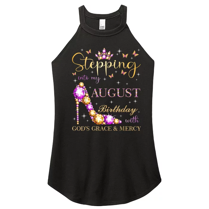 Stepping Into My August Birthday With Gods Grace And Mercy Women’s Perfect Tri Rocker Tank