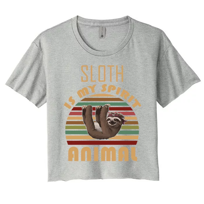 Sloth Is My Spirit Animal Retro Vintage Funny Gift Women's Crop Top Tee