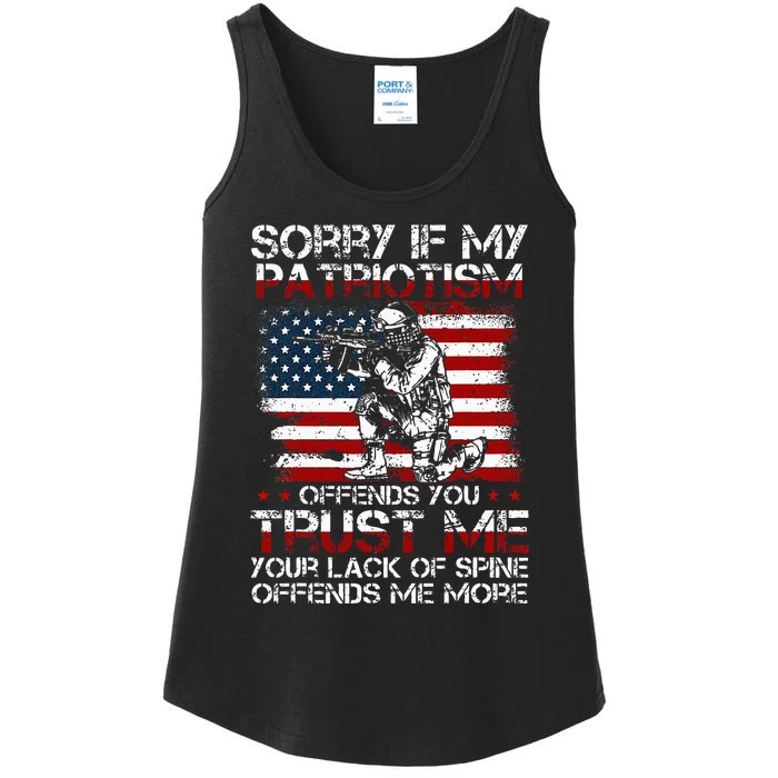 Sorry If My Patriotism Offends You Patriotic US Flag & Army Ladies Essential Tank