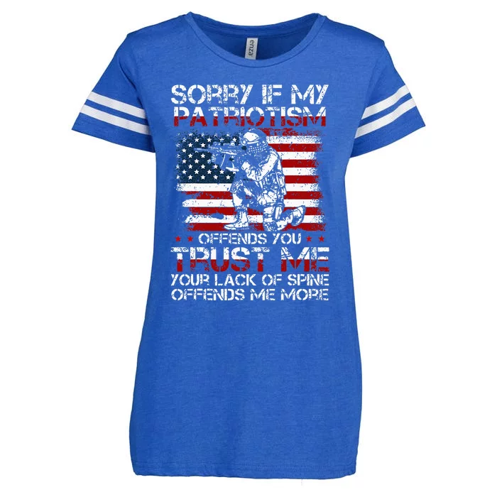 Sorry If My Patriotism Offends You Patriotic US Flag & Army Enza Ladies Jersey Football T-Shirt