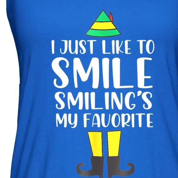 Smiling Is My Favorite Christmas Elf Buddy Ladies Essential Flowy Tank