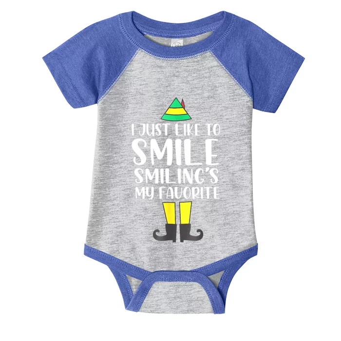 Smiling Is My Favorite Christmas Elf Buddy Infant Baby Jersey Bodysuit