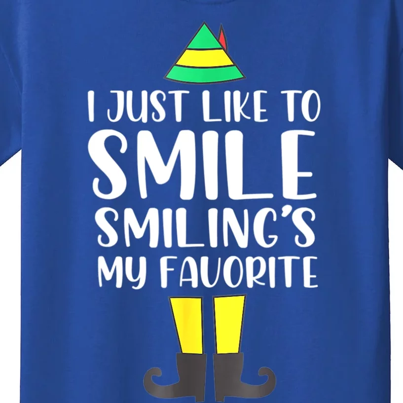 Smiling Is My Favorite Christmas Elf Buddy Kids T-Shirt