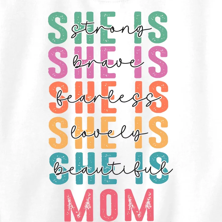 She Is Mom Retro Mother Blessed Mom Kids Sweatshirt