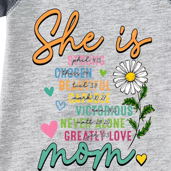 She Is Mom Retro Mother Daisy Blessed Mom Infant Baby Jersey Bodysuit