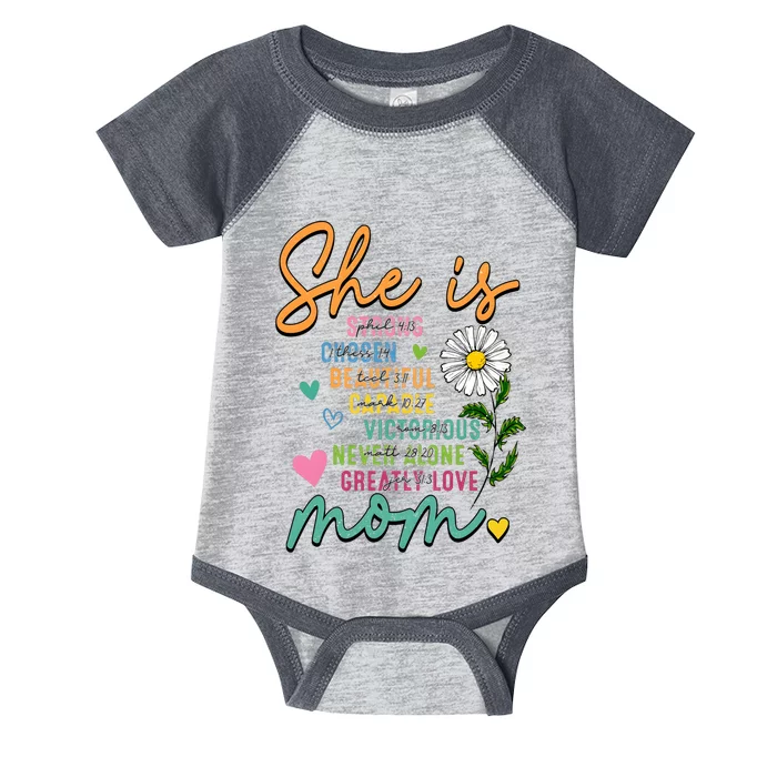 She Is Mom Retro Mother Daisy Blessed Mom Infant Baby Jersey Bodysuit