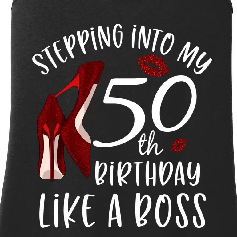 Stepping Into My 50th Birthday Like A Boss Gift 50 Years Old Ladies Essential Tank