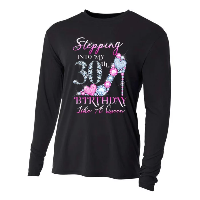 Stepping Into My 30th  Birthday Like A Queen Cooling Performance Long Sleeve Crew