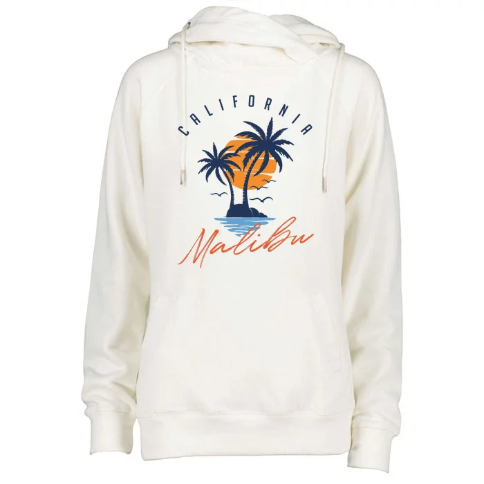 Summer In Malibu Beach Womens Funnel Neck Pullover Hood