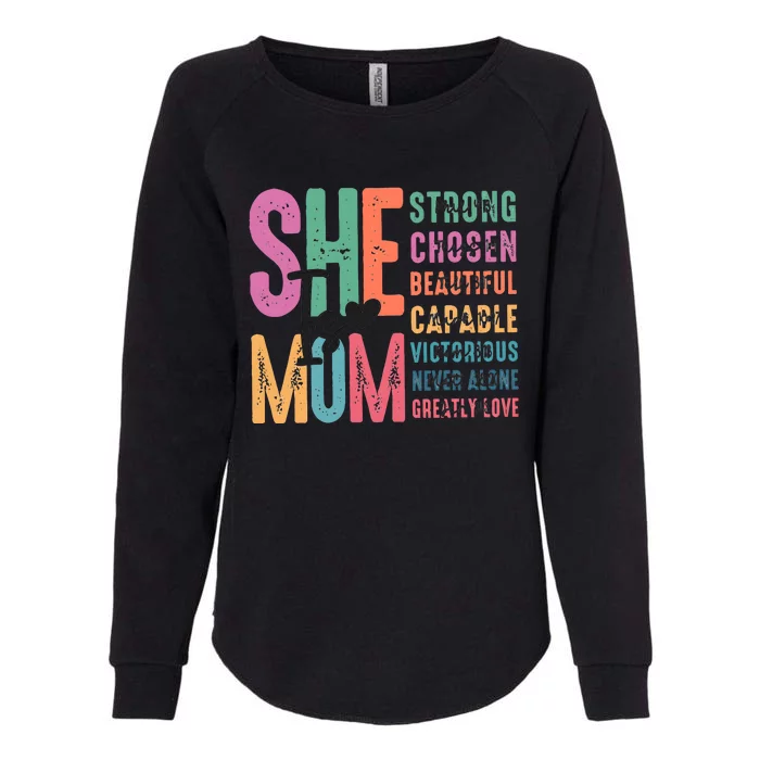 She Is Mom Retro MotherS Day Blessed Mom Womens California Wash Sweatshirt