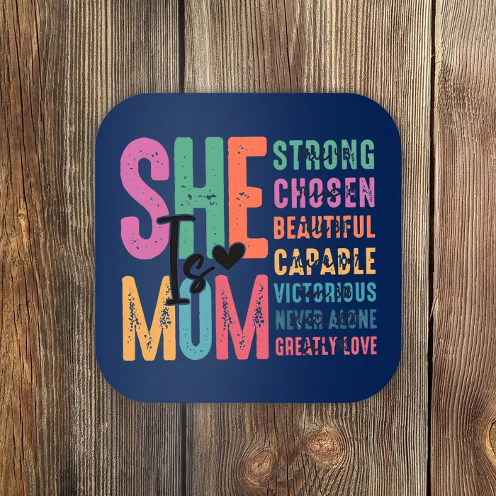 She Is Mom Retro MotherS Day Blessed Mom Coaster