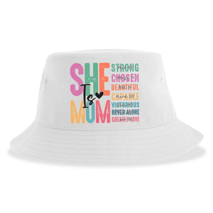 She Is Mom Retro MotherS Day Blessed Mom Sustainable Bucket Hat