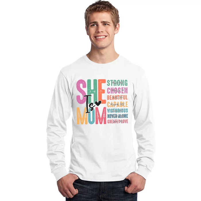 She Is Mom Retro MotherS Day Blessed Mom Tall Long Sleeve T-Shirt