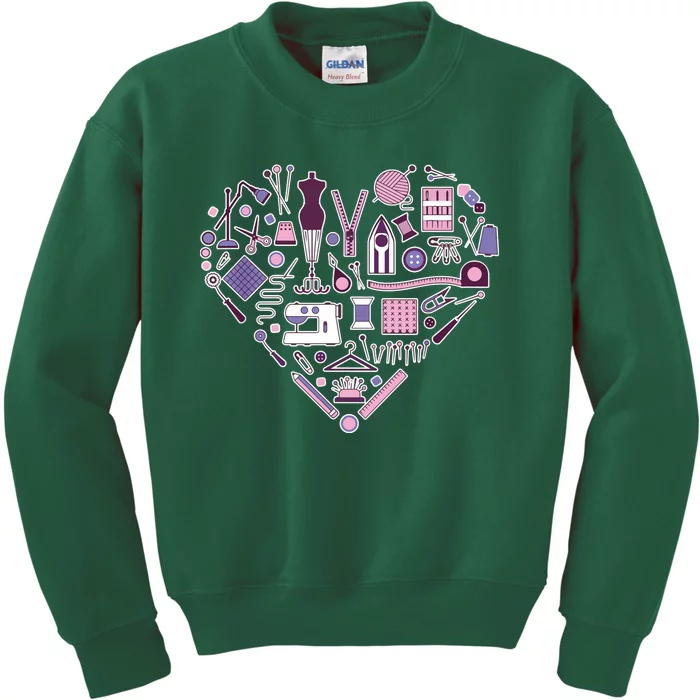 Sewing Is My Heart Funny Sewing Lovers Gifts For Quilters Kids Sweatshirt