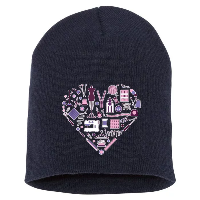 Sewing Is My Heart Funny Sewing Lovers Gifts For Quilters Short Acrylic Beanie