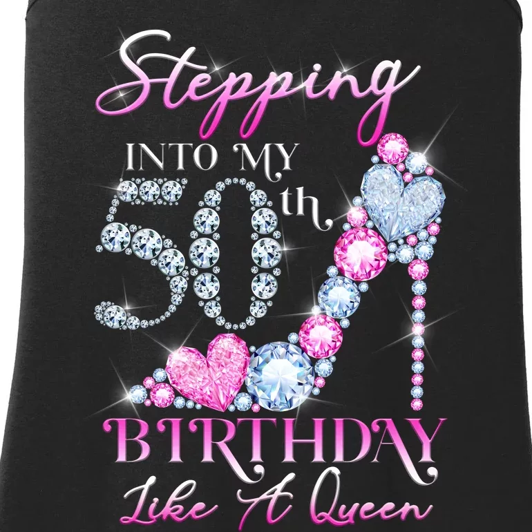 Stepping Into My 50th  Birthday Like A Queen Ladies Essential Tank