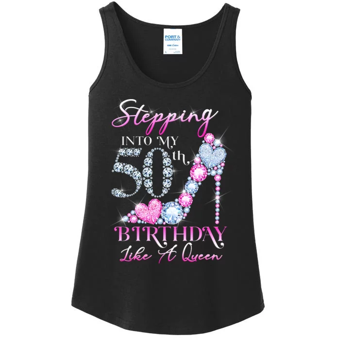 Stepping Into My 50th  Birthday Like A Queen Ladies Essential Tank