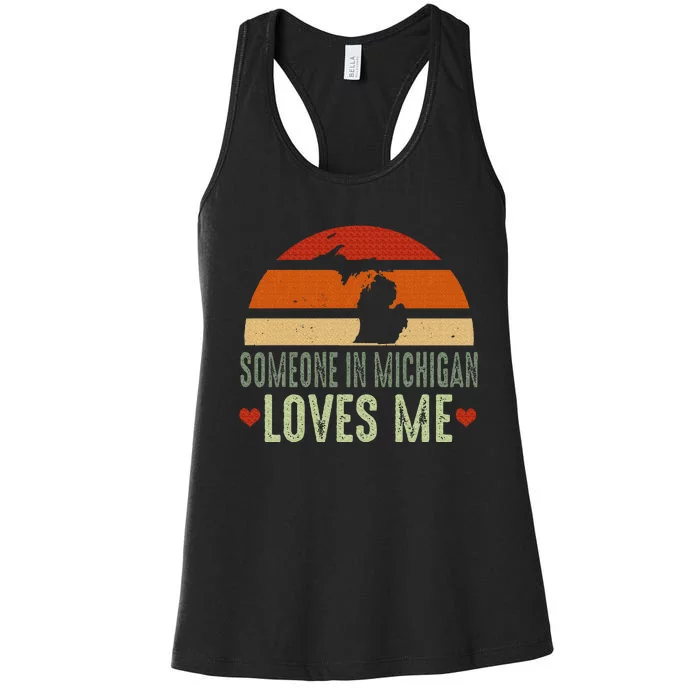 Someone In Michigan Loves Me Retro Women's Racerback Tank