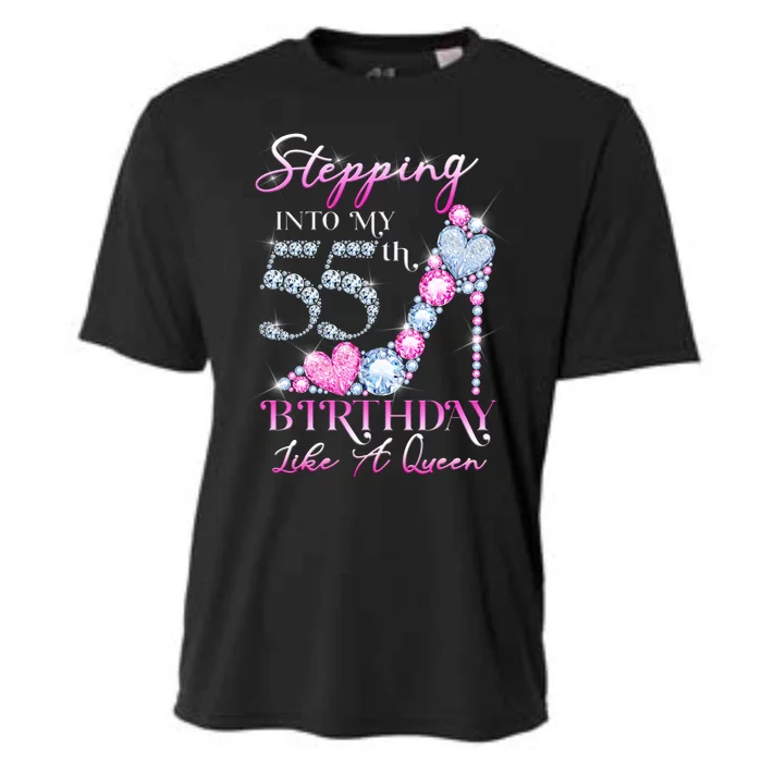 Stepping Into My 55th  Birthday Like A Queen Cooling Performance Crew T-Shirt