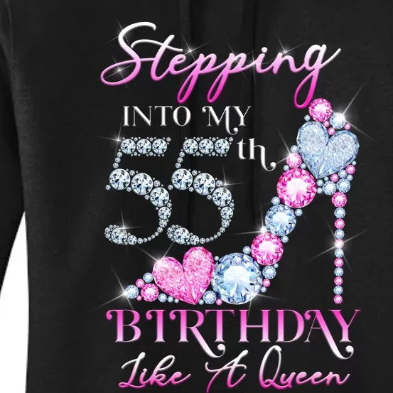 Stepping Into My 55th  Birthday Like A Queen Women's Pullover Hoodie