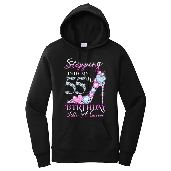 Stepping Into My 55th  Birthday Like A Queen Women's Pullover Hoodie