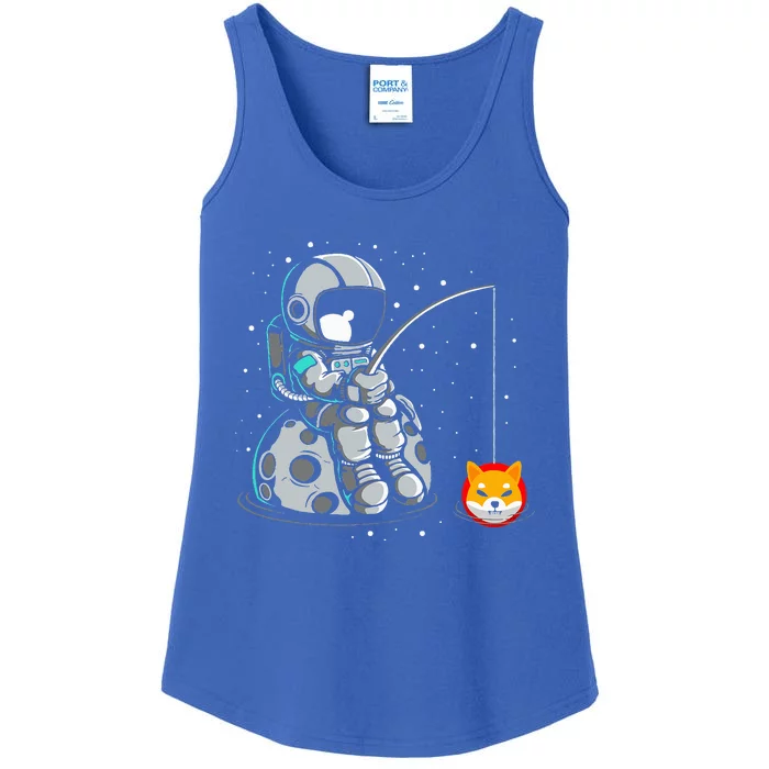 Shiba Inu Moon Fishing Cryptocurrency Army Shib Lover Ladies Essential Tank