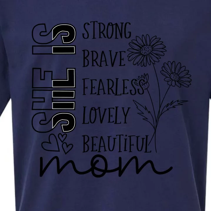 She Is Mom Celebrating Motherhood Sueded Cloud Jersey T-Shirt