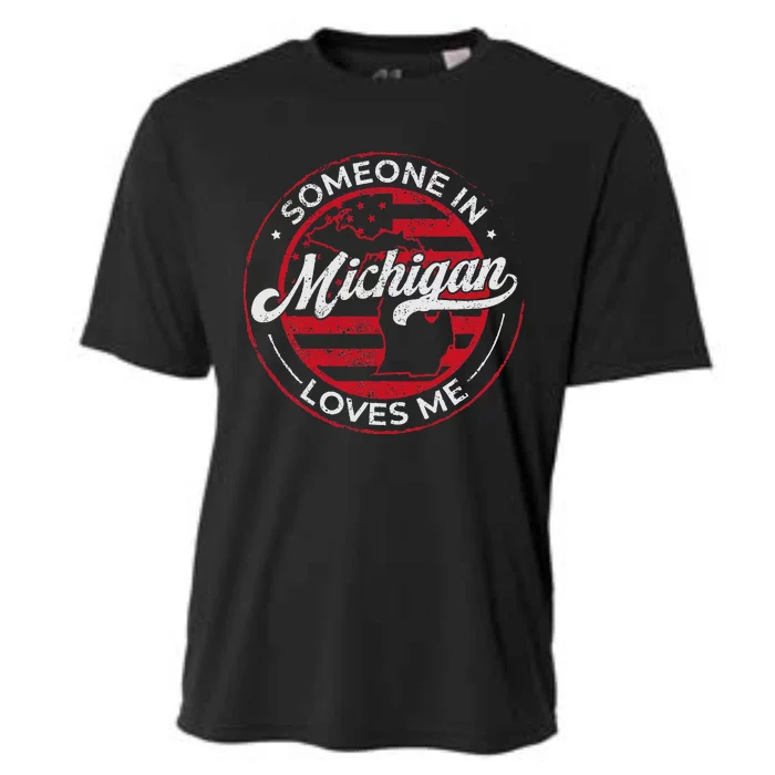 Someone In Michigan Loves Me Michigan Cooling Performance Crew T-Shirt