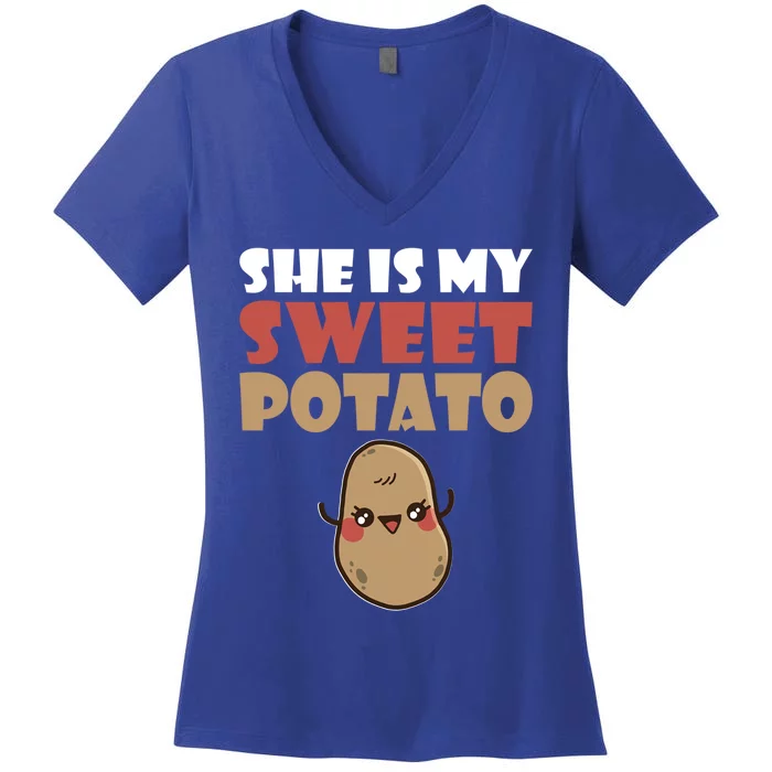 She Is My Sweet Potato Valentine´S Day Love Couples Funny Gift Women's V-Neck T-Shirt