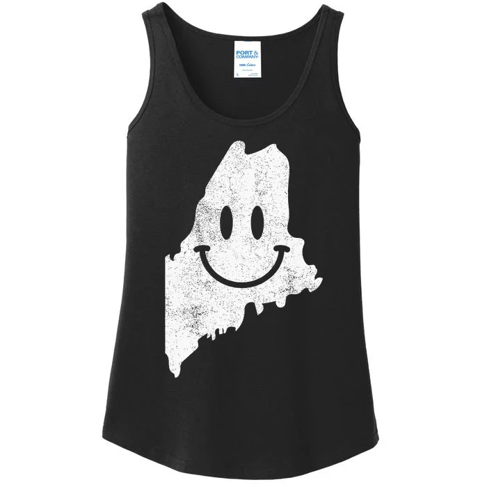 Smiling In Me – Funny Maine Happy Face Ladies Essential Tank