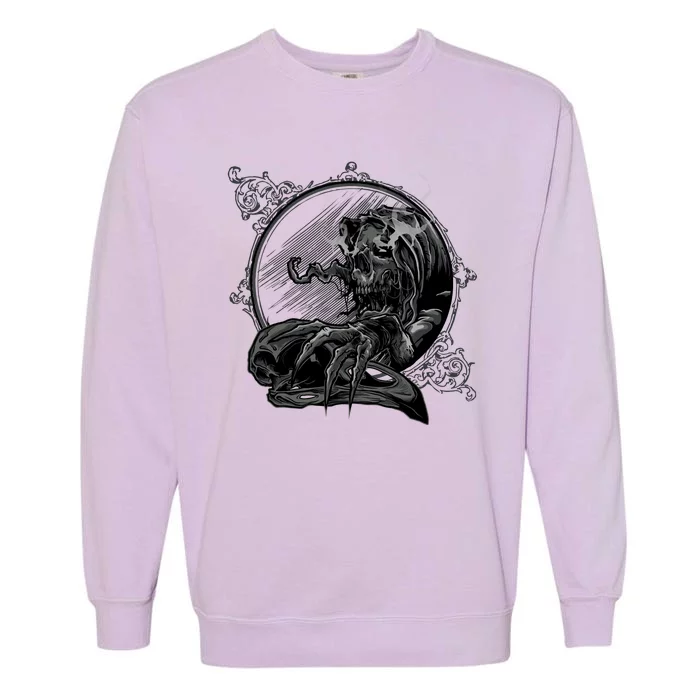 Skull Inside Mirror Garment-Dyed Sweatshirt