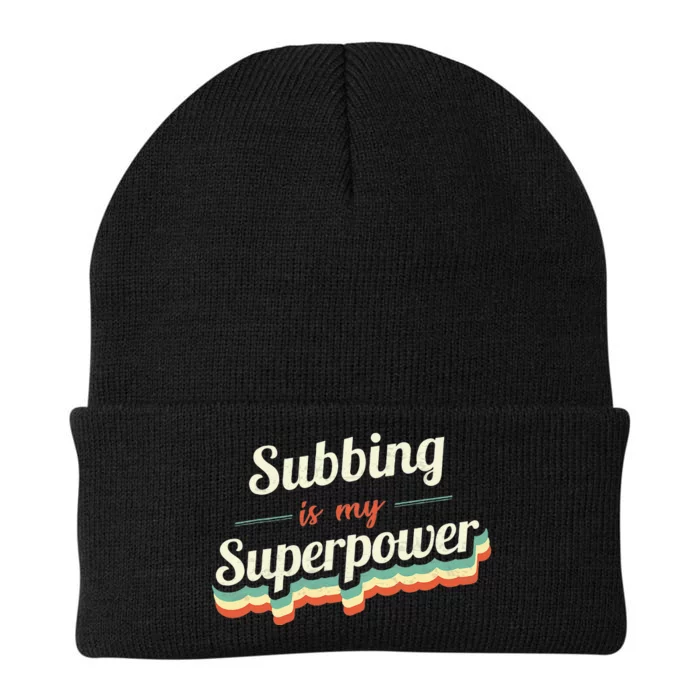 Subbing Is My Superpower Subbing Vintage Knit Cap Winter Beanie