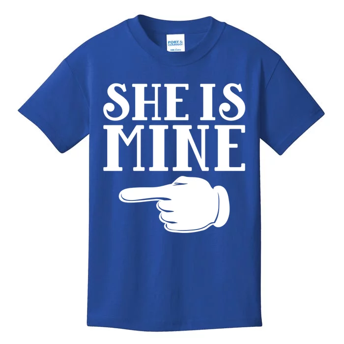 She Is Mine Valentines Couple Valentines Day Gift Kids T-Shirt