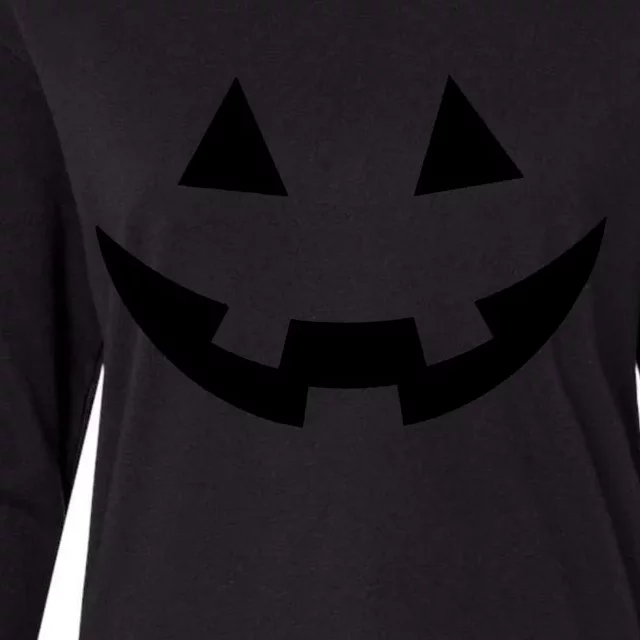 Simple Pumpkin Big Face Womens Cotton Relaxed Long Sleeve T-Shirt