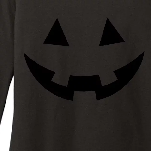 Simple Pumpkin Big Face Womens CVC Long Sleeve Shirt