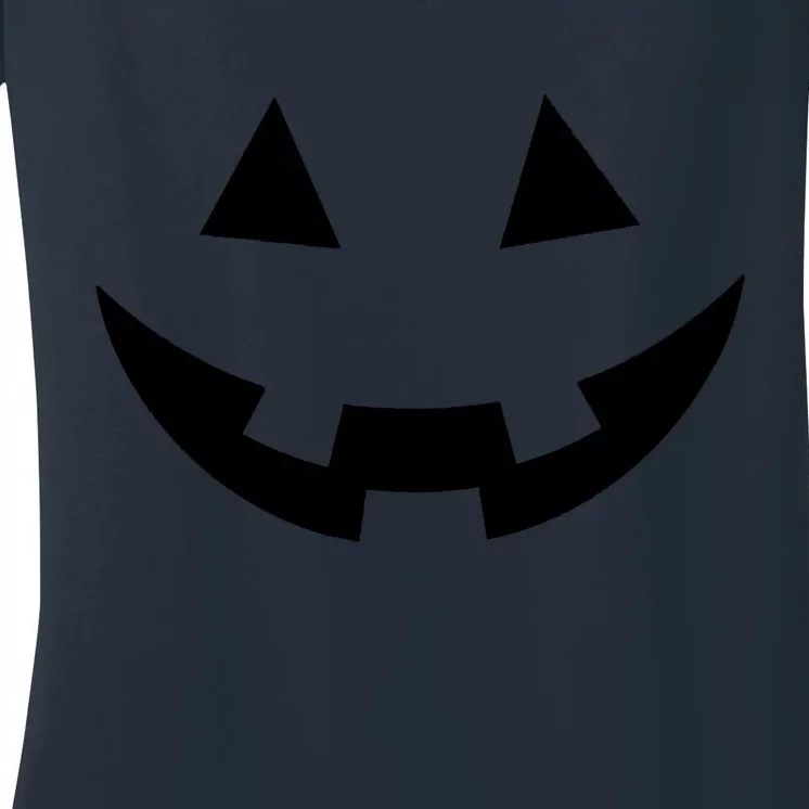 Simple Pumpkin Big Face Women's V-Neck T-Shirt