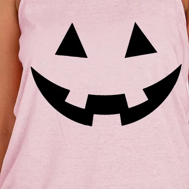 Simple Pumpkin Big Face Women's Knotted Racerback Tank