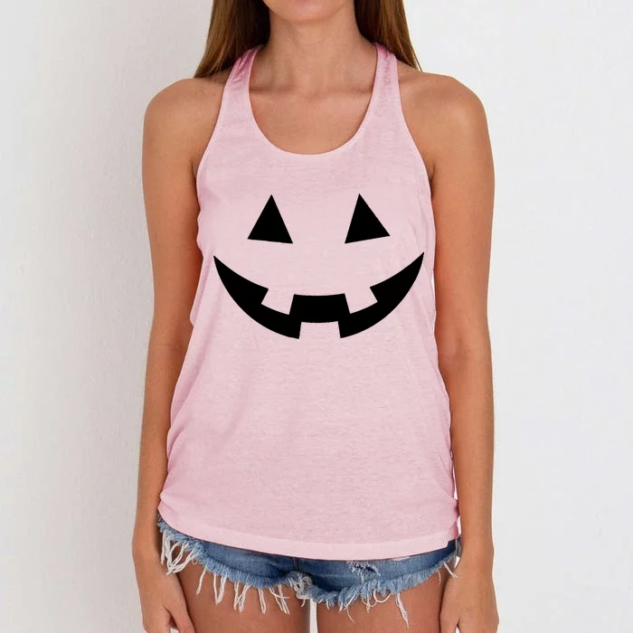 Simple Pumpkin Big Face Women's Knotted Racerback Tank