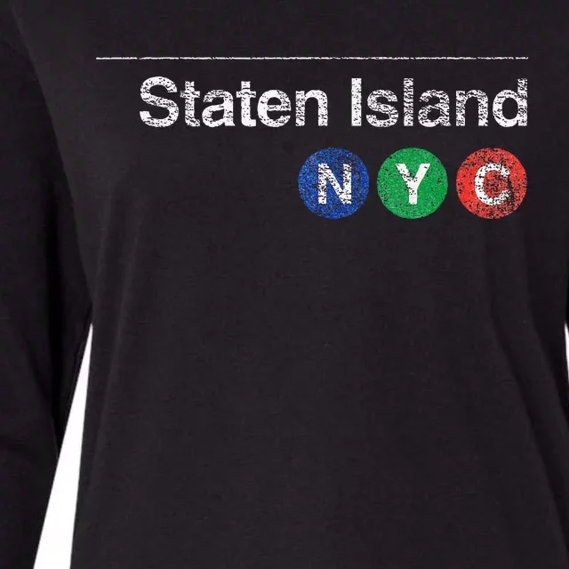 Staten Island New York Nyc Worn Design Womens Cotton Relaxed Long Sleeve T-Shirt