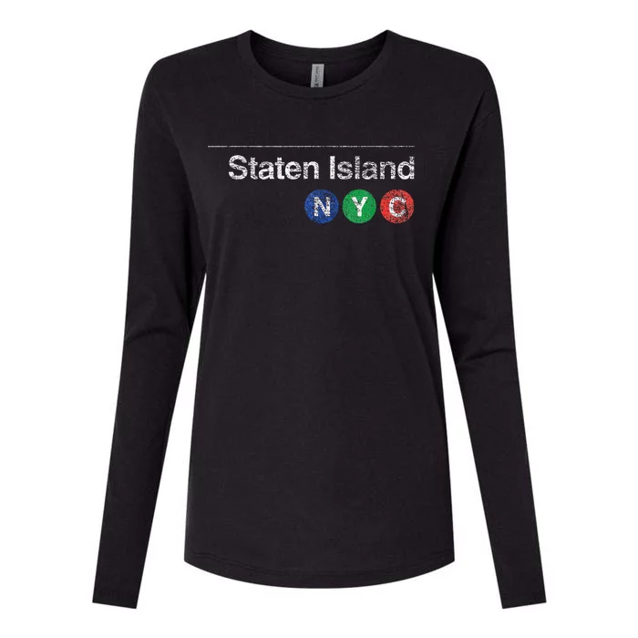 Staten Island New York Nyc Worn Design Womens Cotton Relaxed Long Sleeve T-Shirt